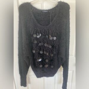 Vertigo NWT Black Fuzzy Sweater with Sequin Details